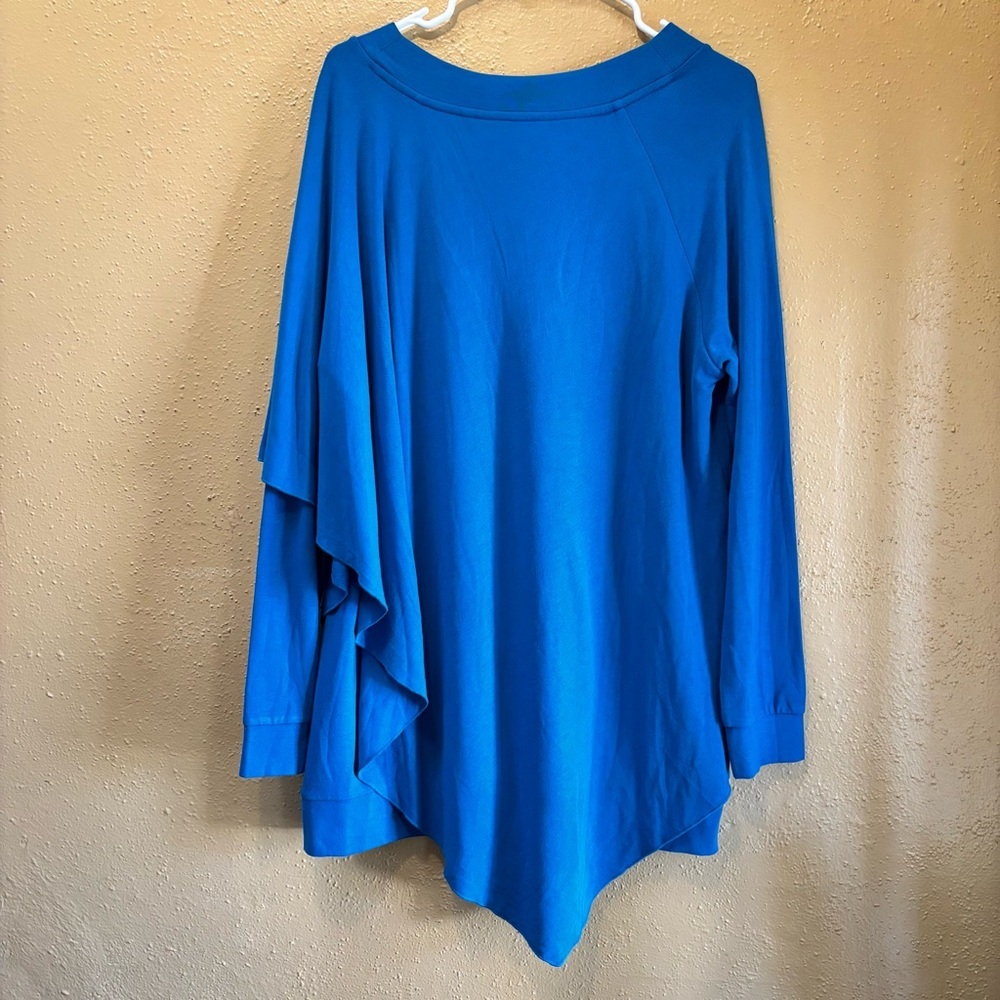 Soft Surroundings Blue Asymmetrical V-Neck Tunic Top Long Sleeve NEW - Picture 8 of 9